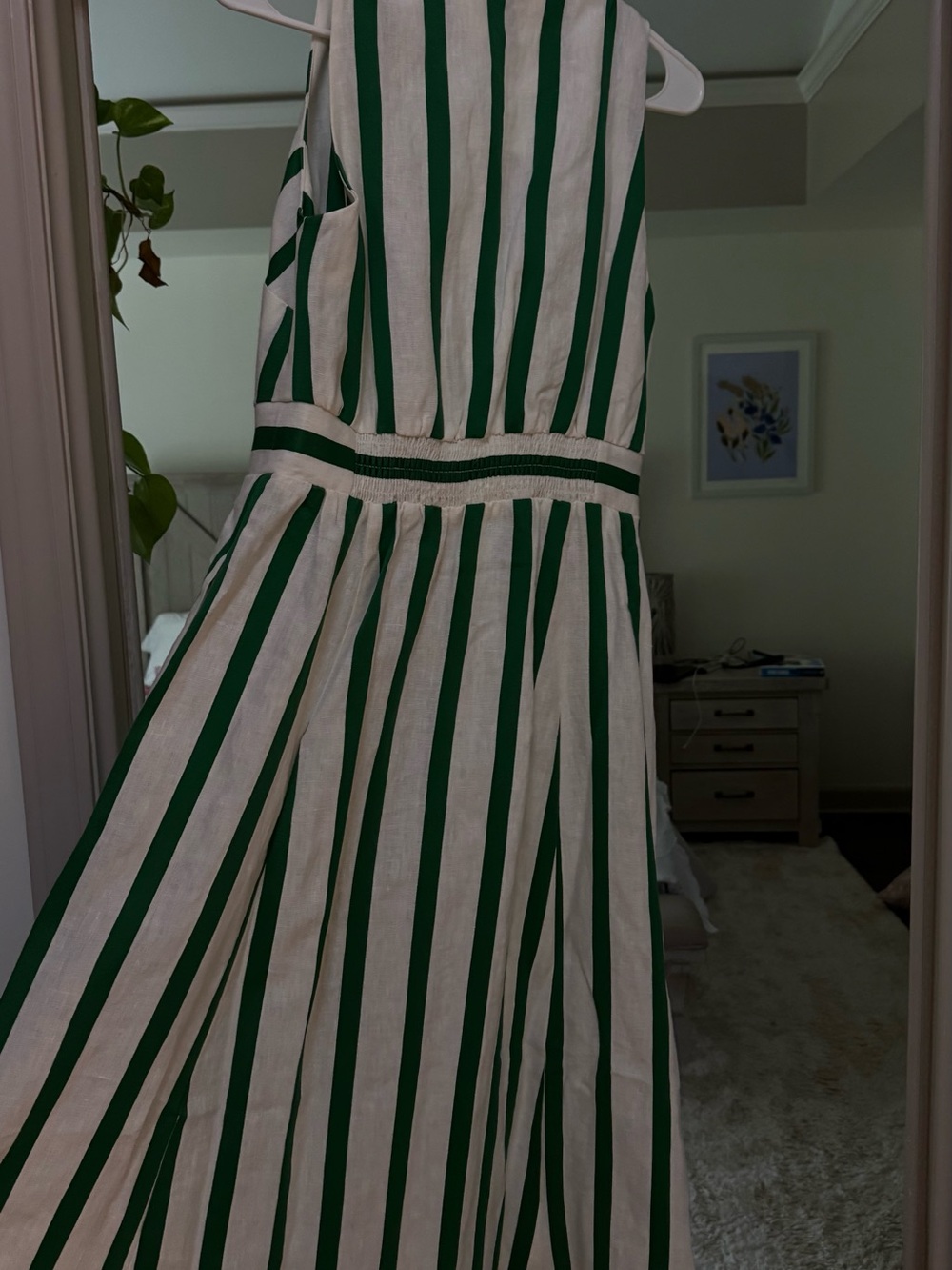 Boden Green & White Striped Button-Front Midi Dress - Picture 4 of 6